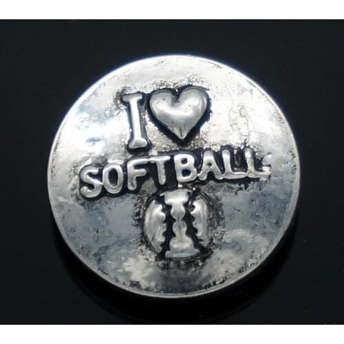 KZ1086 Hot sale beauty i love softball 18MM snap buttons fit snap bracelet snap jewelry wholesale