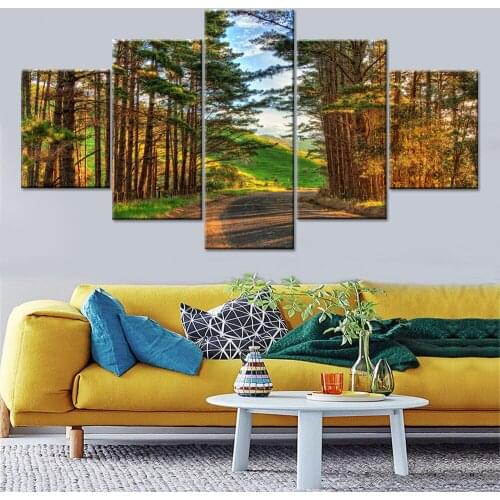 Hd Modern Canvas Modular Art Printing Pictures Forest Road Natural Scenery Living Room Decoration Framework Painting Poster