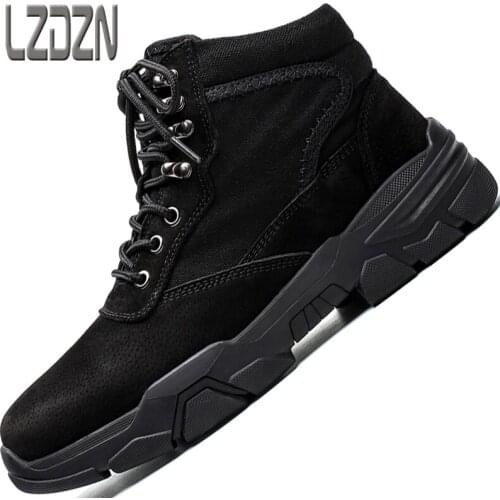 Mens Snow Boots Winter Northern Cotton Shoes Models With Velvet High-Top Leather Combat Training Army Hook Northeast Cold-Proof