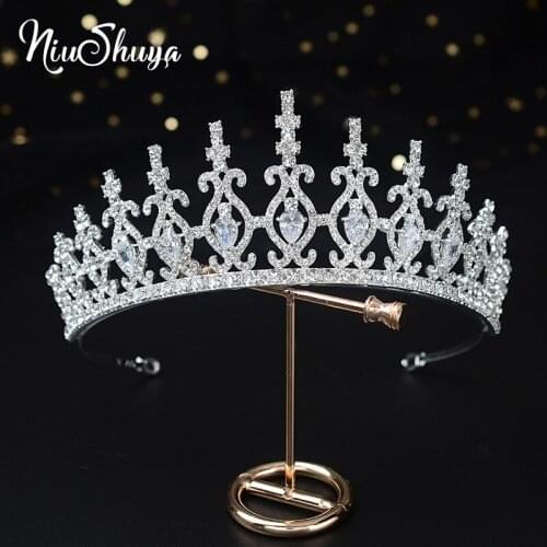 NiuShuya Luxurious Bridal Tiara Crown Princess Bride Crystal Diadem For Women Prom Hair Ornaments Wedding Bridal Head Jewelry