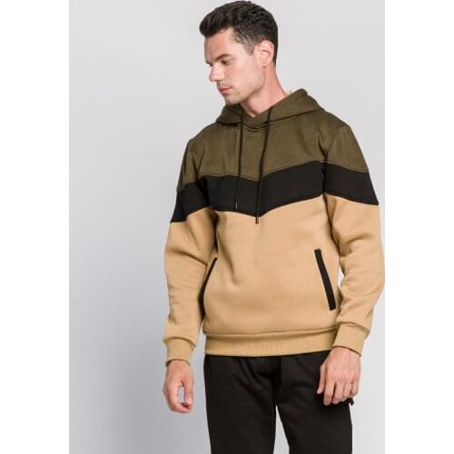 2020 New Men 's Patchwork Hoodies Fashion Sweatshirts Men 's Casual Tops Active Coat Popular European and American Style