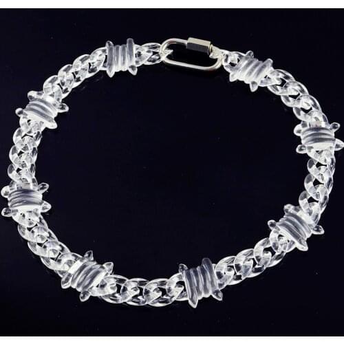 New Punk Transparent Acrylic Chain Lock Necklace For Men Women Resin Clear Spike Chain Collar Pendant Necklace Fashion Jewelry