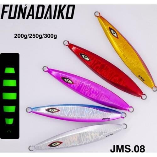 FUNADAIKO Slow Jig Spoon Lure 200G 250G 300G Artificial Bait Shore Slow Jigging Super Hard Lead Bass Fishing Tackle Jig lure