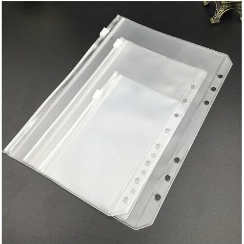 1pc A5 A6 A7 Transparent File Holder Notebook Loose Leaf Pouch DIY Document Bag Binder Rings Storage Binding Folder for Student