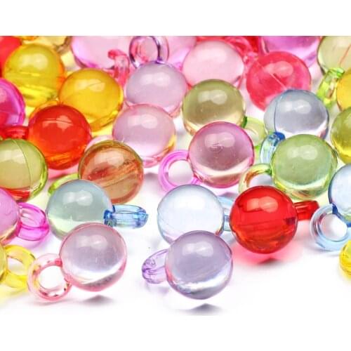 Mix Color Transparent Round Pendant 18x11mm Acrylic Beads for Charm Jewelry Design Necklace Bracelet Beaded Accessories DIY