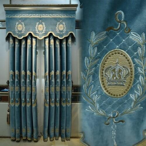 Luxury villa curtain living room bedroom atmosphere luxury European curtain finished embroidery simple European curtain cloth