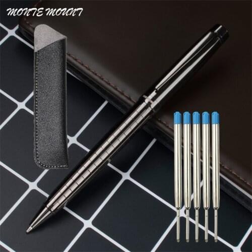 1Pcs High quality ball pen rotating Metal ballpoint Pen Stationery Ballpen 0.7mm Black ink Office & School Supplies