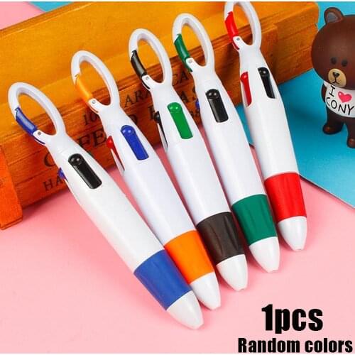 3pc Colorful Carabiner Ballpoint Pen Pocket Multi-color Keychain Ball Pen School Stationery Cute Buckle Writing Pen Random Color