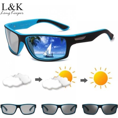 LongKeeper Men Photochromic Sunglasses Polarized Chameleon Discoloration Sun Glasses Male Car Driving Sports Goggles Gafas