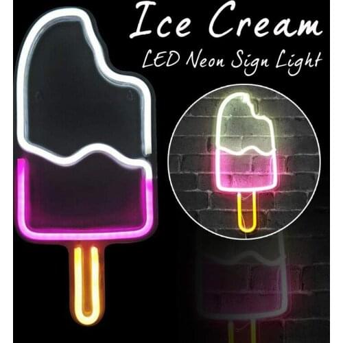 Ice Cream LED Neon Sign Light Neon Bulbs for Beer Bar Bedroom Home Party Wall Decoration Neon Lamp Christmas Gift 42x18cm