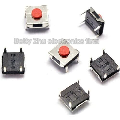 1000PCS/LOT 6 * 6 * 3.1MM Tact Switch 4 feet of vertical red waterproof copper head
