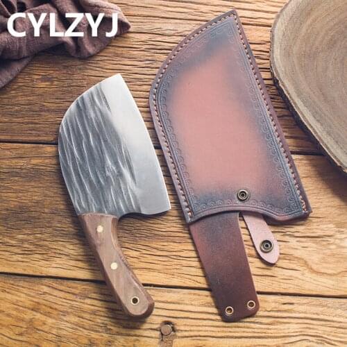 Traditional Handmade Butcher Knives Forged Cleaver Knife 7Cr17 Hammer Made Kitchen Chef Knife Meat Fish Slicing Chopping Knife