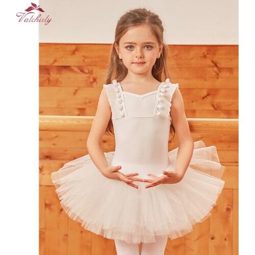 New Girls White Ballerina Tutu Dress Ballet Costumes Kids Dancewear Gymnastics Leotard for Child Performance