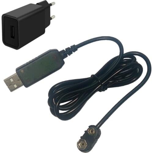 Universal EU US Plug Power Supply USB Adapter 6F22 9V Battery Eliminator Cable E56B