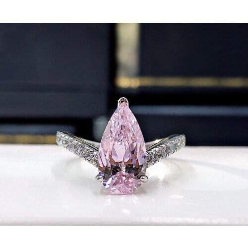V Shape Marquise Simulated Moissanite Citrine Aqumarine Pink Gemstone Rings for Women Silver 925 Fine Jewelry Bridal