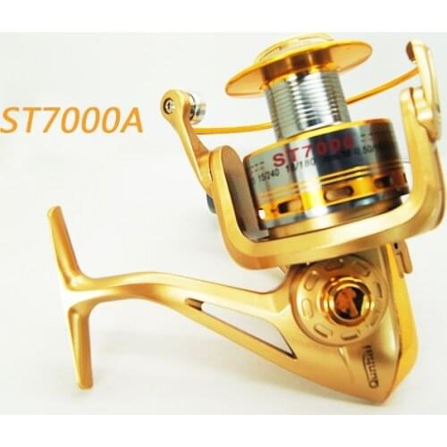 High quality Aluminium Spool Spinning Fishing Reel 8BB 5.1:1 ST7000 with Large Spool for Salwater Freshwater Fishing Gold Color
