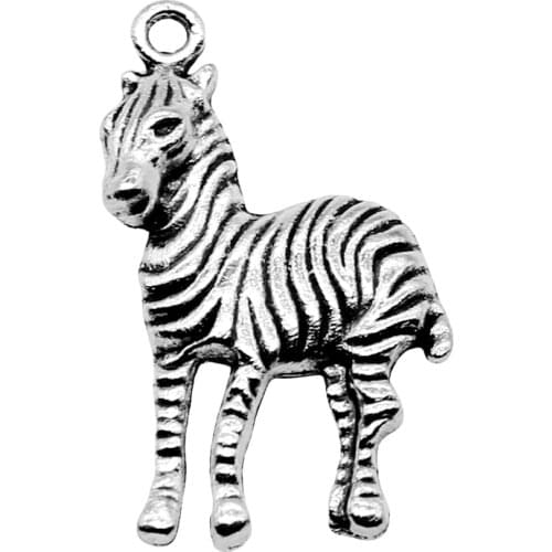 WYSIWYG 10pcs 30x17mm Zebra Charm Pendants Antique Silver Color Zebra Horse Charm Zebra Pendant For Jewelry Making