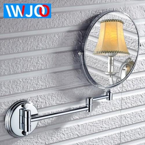 Bathroom Mirror Gold Stainless Steel 2 Face Rotating Cosmetic Mirror Round Dual Arm Extend Bedroom Make Up Mirror Magnifying