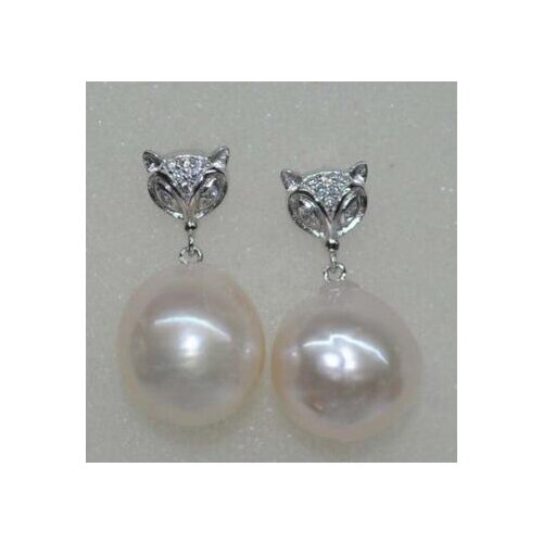 Very luster baroque white 13*14mm kasumi pearl earring