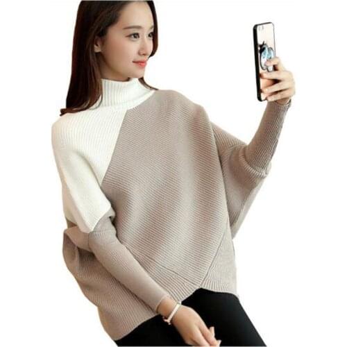 Female winter sweater loose turtleneck sweater 2018 irregular Korean female backing sweater coat thick