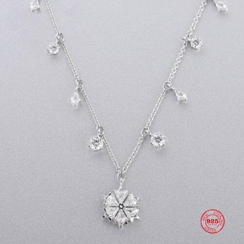 2020 New Fashion Charm Pure 925 Silver Original 1:1 Copy, Small Fresh Flower Design Fashion Necklace Female Luxury Jewelry Gifts