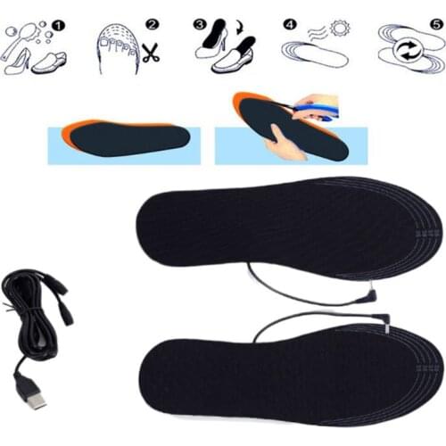 1 Pair Men Women Unisex Winter USB Electric Powered DIY Cut Heating Warm Foot Insoles Thermal Heater Shoes Pads Washable Q84C