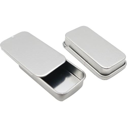 1pcs 51*10*26mm Mini Iron Box Slide Cover Storage Box Wedding Jewelry Pill Cases Portable Tin Boxes Container