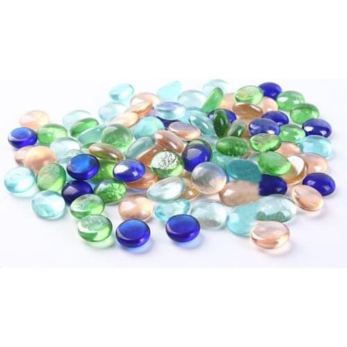 100g Mixed Color Glass Gems Pebbles Stones Flat Marbles For Vase Embellishment DIY Fish Tank Decor