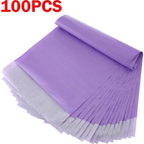 100PCS Purple Courier Mailer Bags Plastic Packaging Self-Adhesive Bag Post Express Envelope Waterproof Business Shipping Pouch
