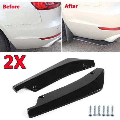 2PCS Universal Carbon Fiber Look/ Black Car Rear Bumper Lip Diffuser Splitter Canard Spoiler Protector For Benz For BMW For Ford