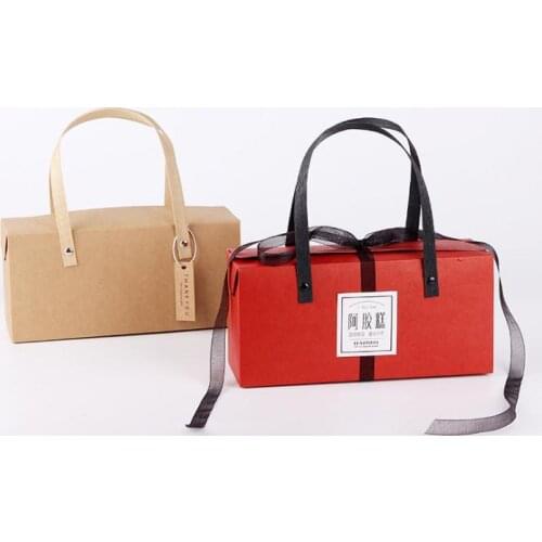 50pcs Kraft Paper Handle Box Candy Cookie Festival Chocolate Gift Packaging Wedding Christmas Storage Boxes SN3459