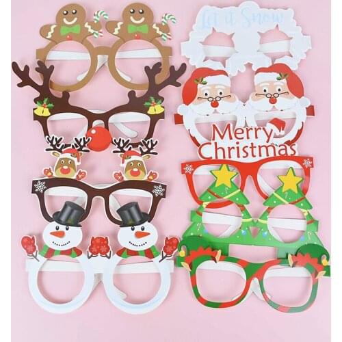 9Pcs/set Merry Christmas Photo Booth Prop Funny Glasses Santa Claus Photography Props New Year Eve Party navidad