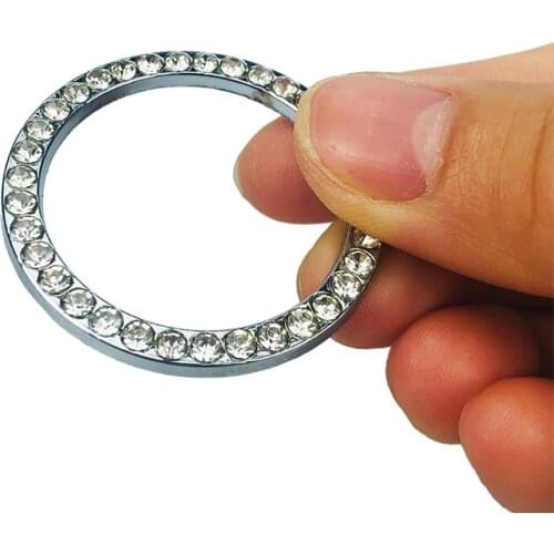 1PCS One-Click Automobiles Start Switch Button Decorative Diamond Rhinestone Ring Car SUV Bling Decorative Styling Accessories