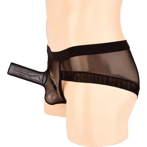 Spandex Breathable man underwear solid erect socks men lingerie see through briefs