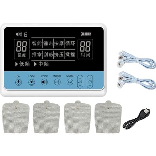 Tens Unit Rechargeable Electronic Pulse Massager Neck Leg Muscle Pain Therapy Body Relax w/4 Electrode Pads Backlit LCD Display