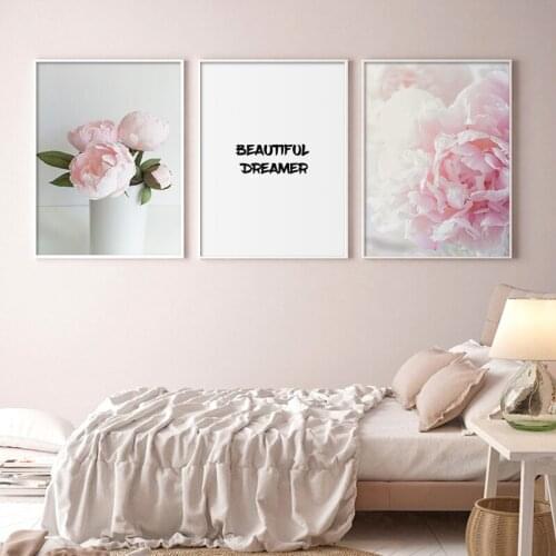 Canvas Painting Nordic Decor Elegant Peony Flower Phrase Poster And Print Wall Art Picture For Living Room Home Decoration
