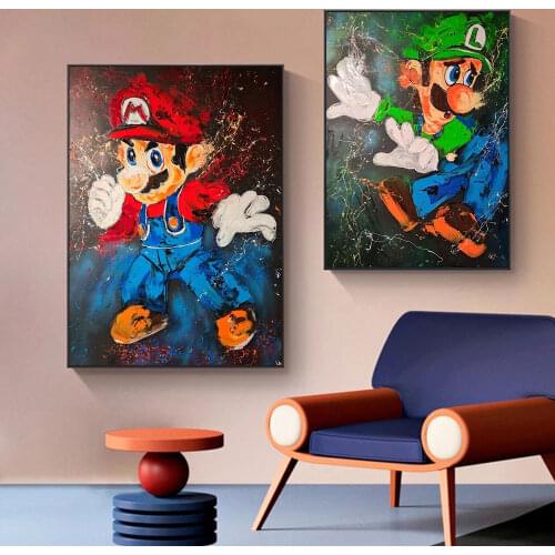 Classic Game Super Mary Watercolour Posters and Prints on HD Canvas Painting Art Picture For Home Kid Room Cuadros Decoration