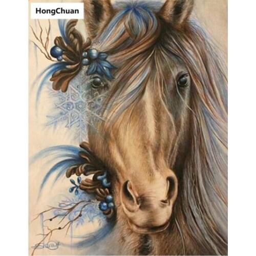New product cute horse animal canvas art square round diamond painting cross stitch mosaic home decoration mural new year gift