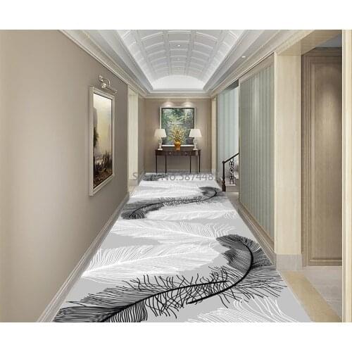 Creative 3D Feather Hallway Carpets Long Hotel Corridor Rugs Living Room Bedroom Wedding Carpet Kitchen Home Aisle Floor Mats