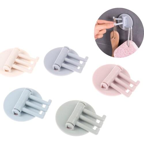 5Pcs Rotatable Towel Racks Adhesive Wall-Mount Bathroom Kitchen Towel Hooks