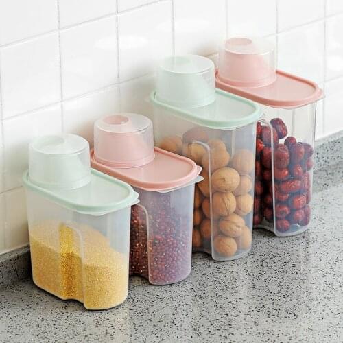 Kitchen Jars Food Storage Box Bottles Plastic Container Lids Tank Refrigerator Transparent Sealed Cans RR2091