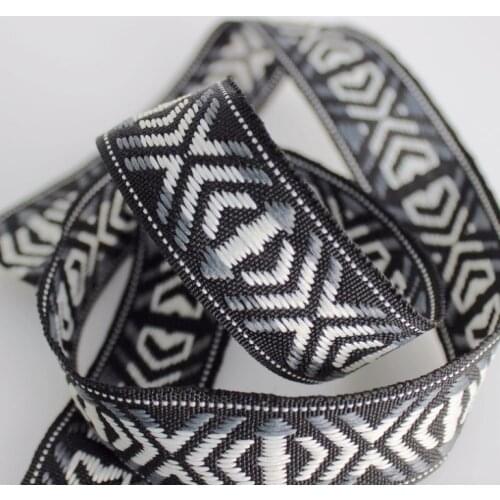 Native embroidery ethnic jacquard webbing woven tape lace trim ribbon 2.5cm collar tribal boho gypsy DIY gift garment accessory