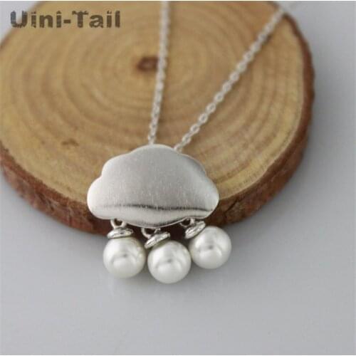Uini-Tail hot new 925 sterling silver pearl cloud pendant necklace female simple fashion trend literary sweet jewelry GN931