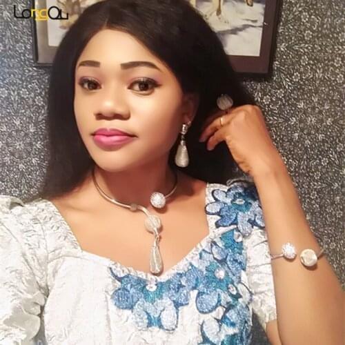 Longqu Dubai Gold/Sliver Plated Wedding Jewelry Set Saudi Accessories Bridal Jewelry Sets Nigerian Woman Designer Jewelry Set