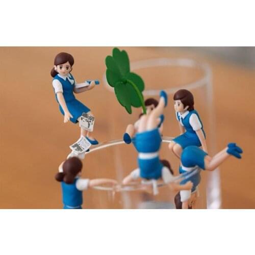 Small pvc figure cup toy blue yuanzi Four-leaf clover 6pcs/set
