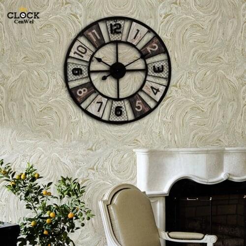 Metal Retro Wall Clock Large Modern Design Living Room Decoration European Vintage Art Clocks on The Wall Watches Home Decor
