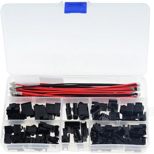 82PCS/Box 3A JST SM2.54 Kits in box 2P 3P 4P 5P 6P 2.54mm Pitch Female and Male Header Connectors Adaptor SM-2P SM-2R 22AWG