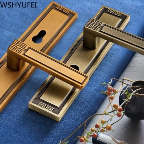 New Chinese Style Wooden Door Handle Indoor Bedroom Split Lock Zinc Alloy Mute Luxury Anti-theft Lock Core Furniture Hardware