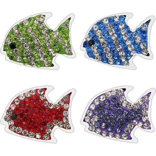 New Fashion Colorful lovely fish Rhinestone&Clay manual 18MM snap buttons DIY snap jewelry fittings Beauty KZ2129