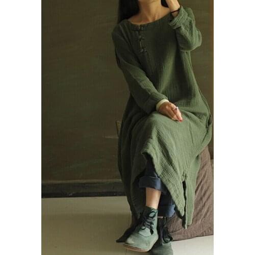 2020 New Arrivals Womens Long Dresses Linen Dresses Ladies' One-piece Dresses Long Gown 17390